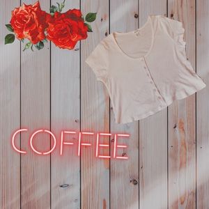 WHITE BUTTON CROP TOP